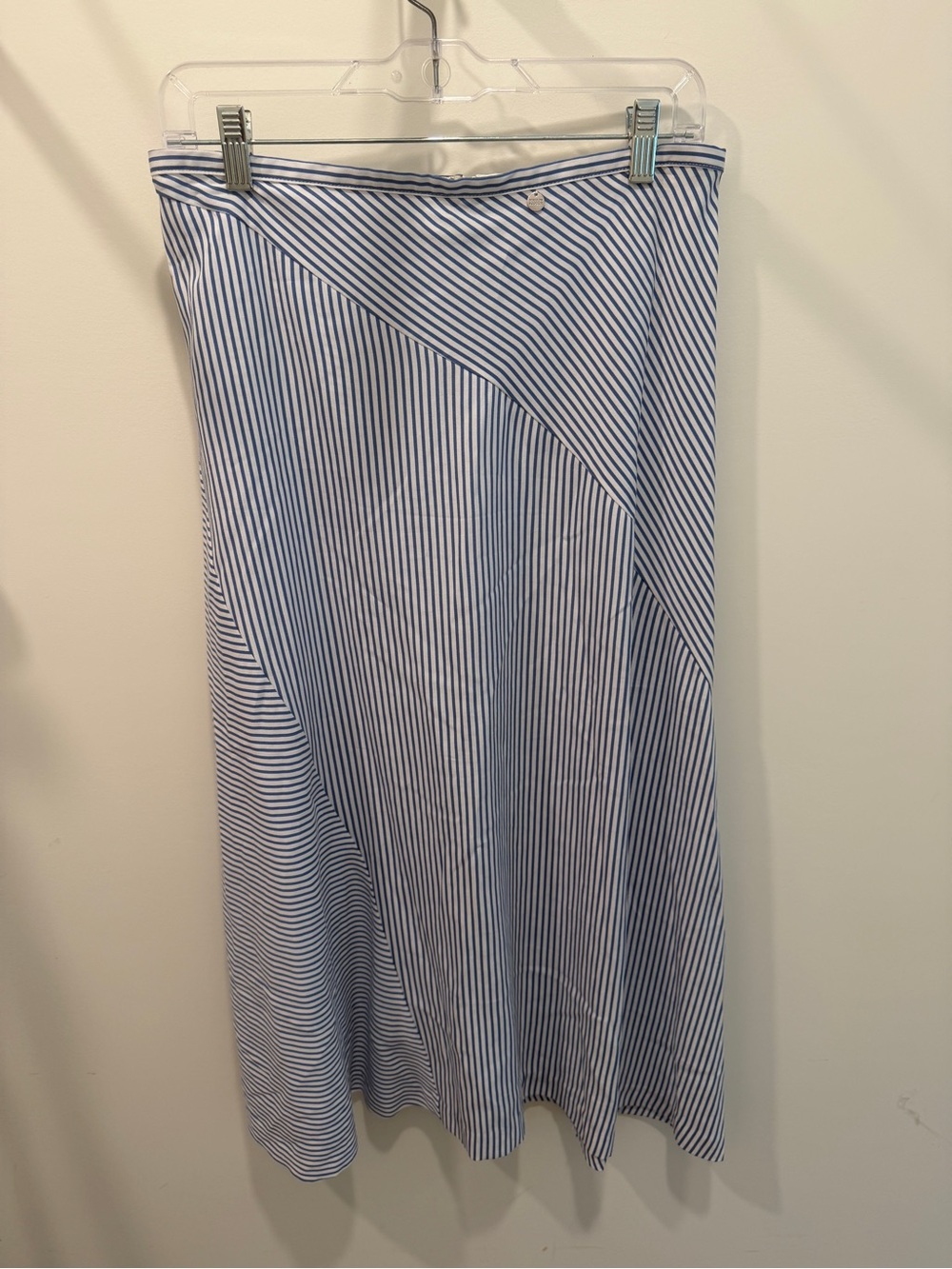 Scotch & Soda Blue and White Striped A-Line Midi Skirt